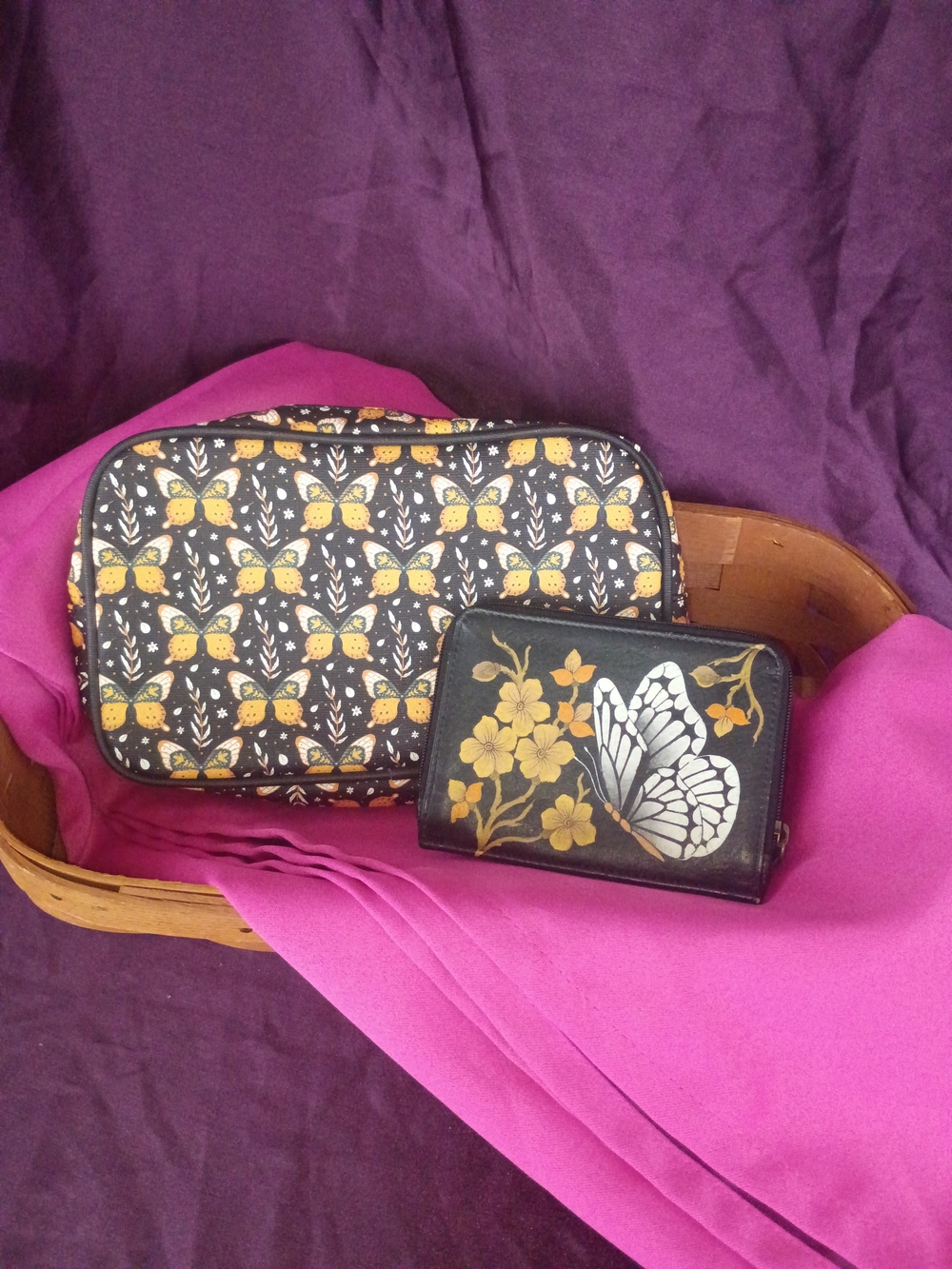 Butterfly Wallet And Makeup Bag Set